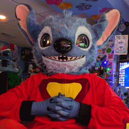 literally me!! wearing my stitch suit.