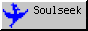 an 88 by 31 button of the blue soulseek bird logo to the left of 'Soulseek' written in black, on grey background